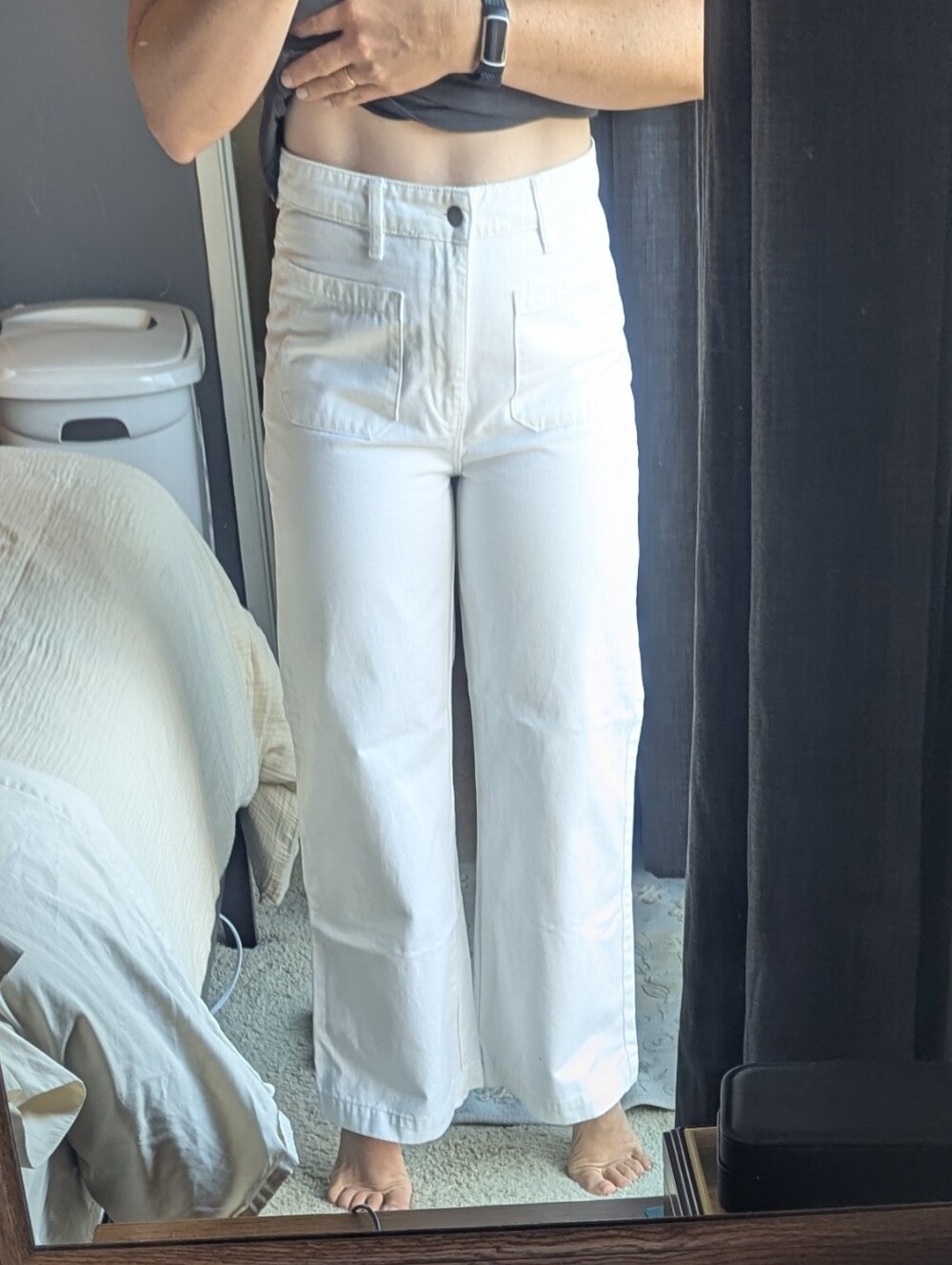 Rollas High-Waisted White Wide-Leg Sailor Jeans
